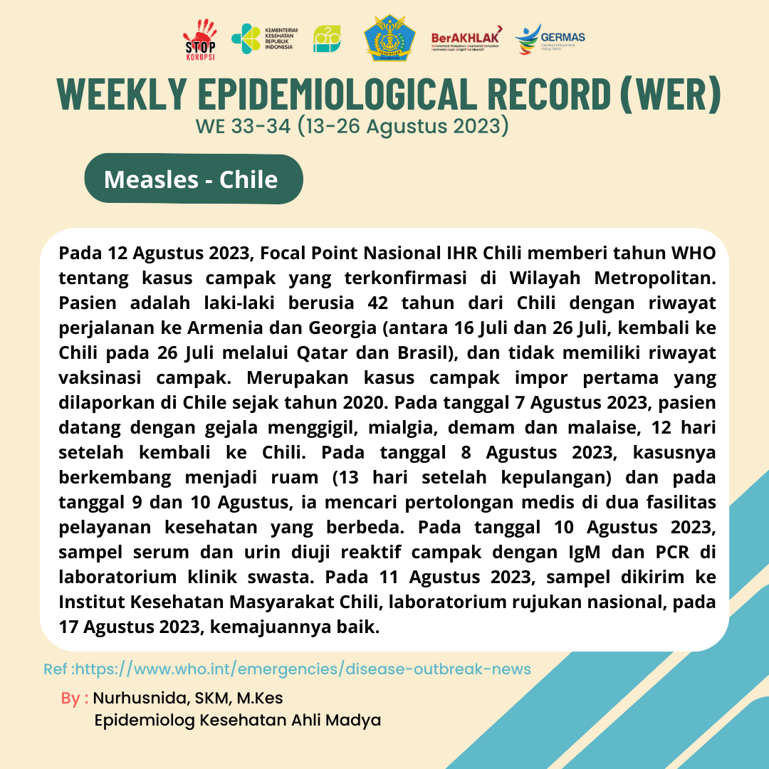 Weekly Epidemiologi Record Minggu ke-33 & 34