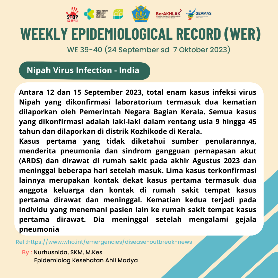 Weekly Epidemiologi Record Minggu ke-39 & 40