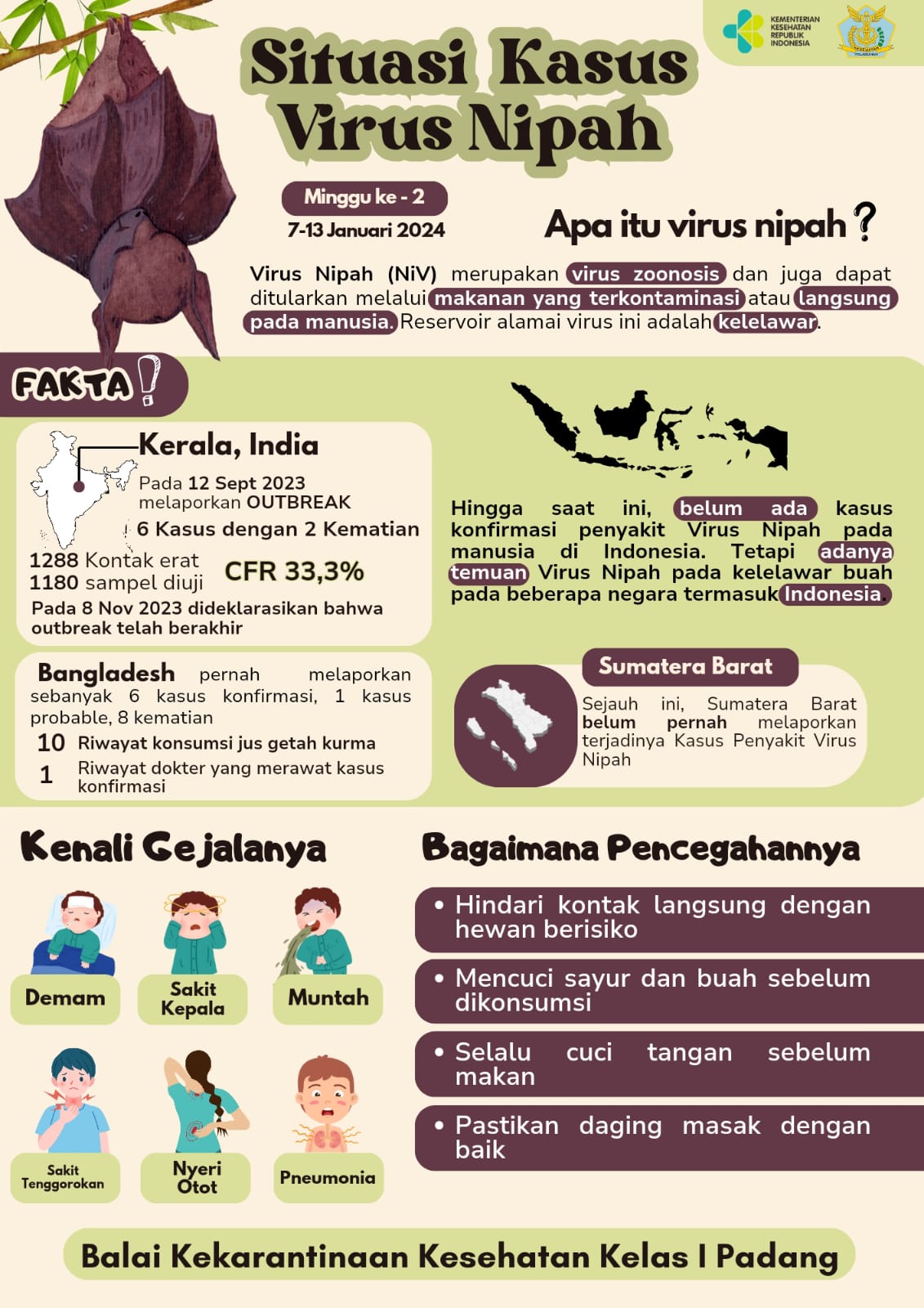 Update Situasi Kasus Virus Nipah Minggu Ke-2 Tahun 2024
