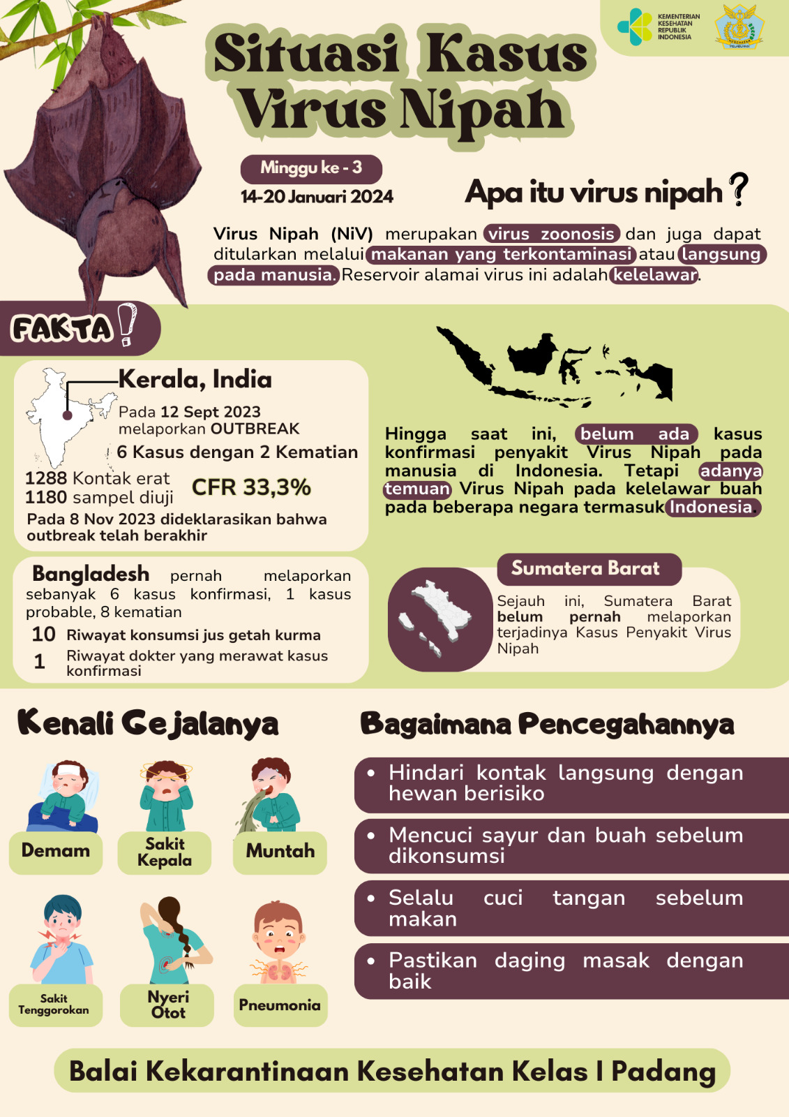 Update Situasi Kasus Virus Nipah Minggu Ke-3 Tahun 2024